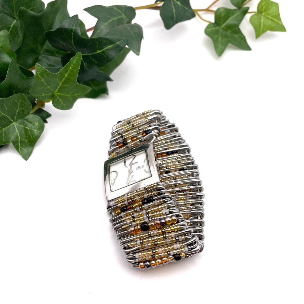 Elixir Multi Color Beaded Safety Pin Watch